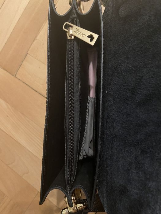 Geanta Zevo neagra piele textura crocodil