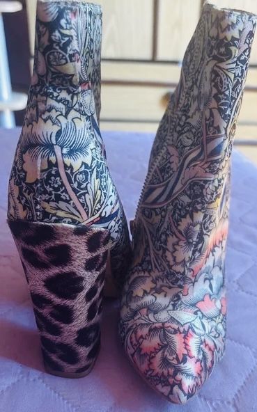 Боти Just Cavalli Baroque Floral and Leopard Print Satin Ankle Boots
