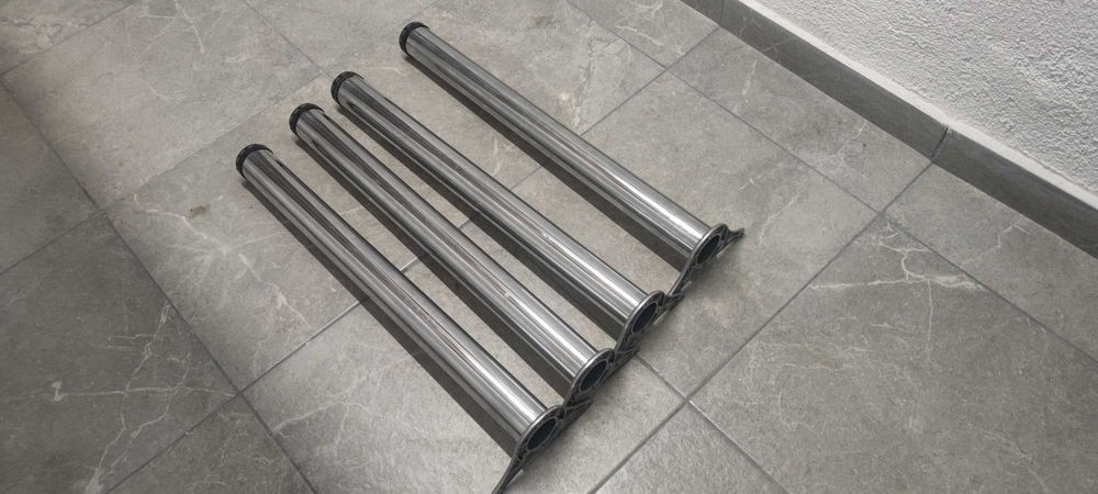 Promotie! Set de 4 Picioare metalice cromate, pentru masa sau birou