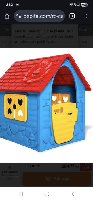 Casuta din plastic pentru copii