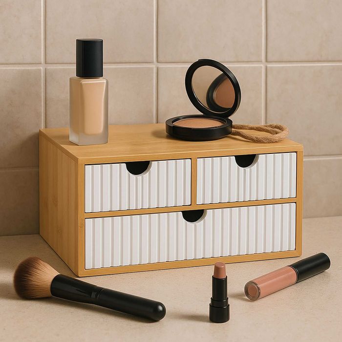 Органайзер за бюро с ребристи чекмеджета бамбук Relaxdays