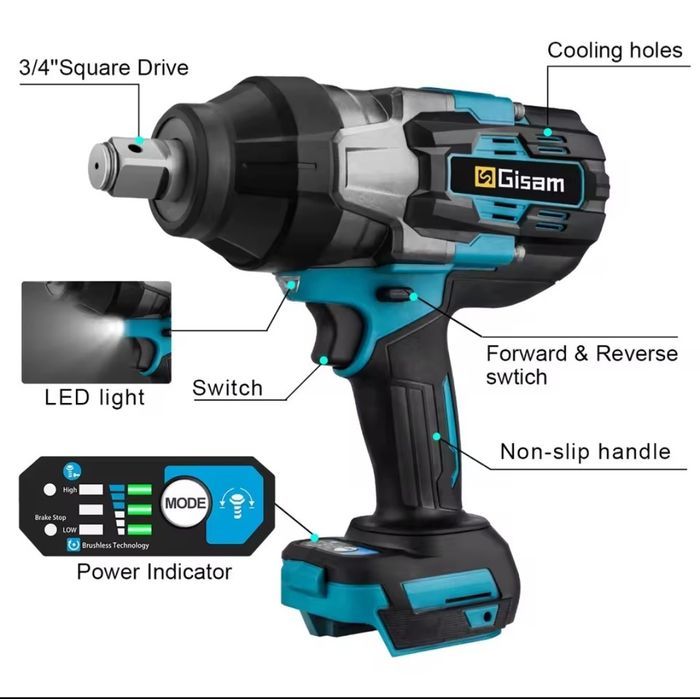 Гайковерт GISAM 3100Nm, захващане 3/4'.