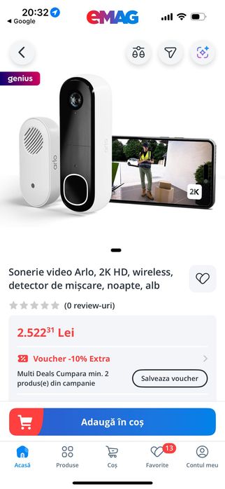 Vând sonerie inteligentă cu cameră video Alro