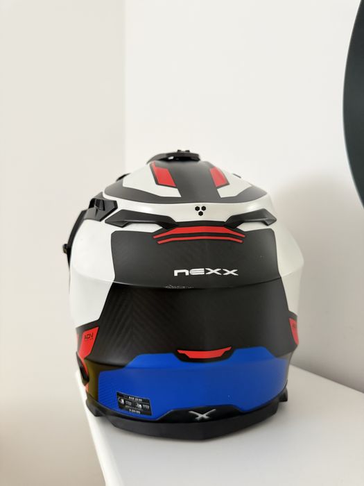 Casca moto Nexx X.wed2 carbon VAAL alb/rosu