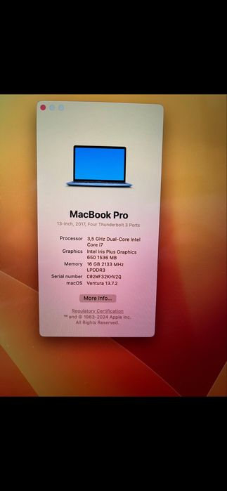 Laptop Apple Macbook Pro 13 Touchbar -i7