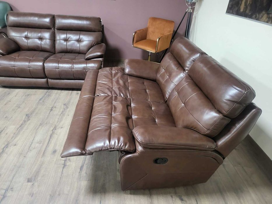 Кафяв кожен комплект дивани две двойки La-z-boy