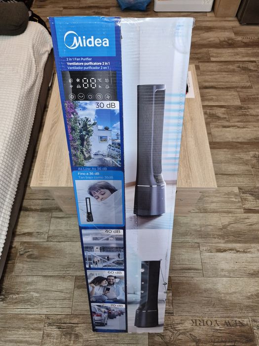 Ventilator turn cu purificare aer Midea AMS150-PBW, Smart WiFi
