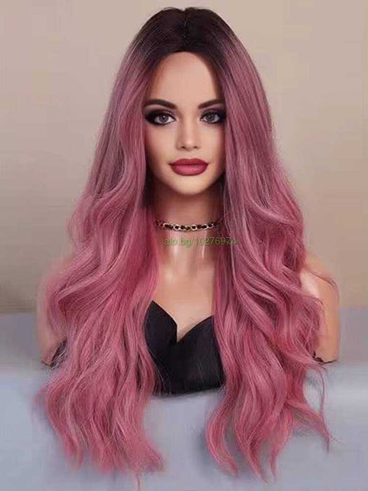 Розова омбре перука на път с тъмни корени