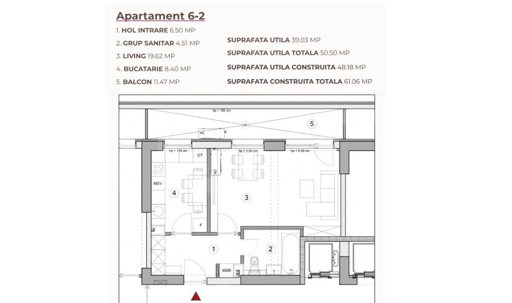 Studio 50.50 mp intr-un ansamblu cu 0% Comision la Achizitie