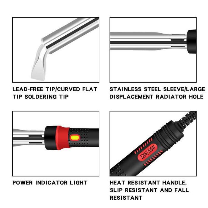 Поялник 100W с остър връх и светлинна индикация