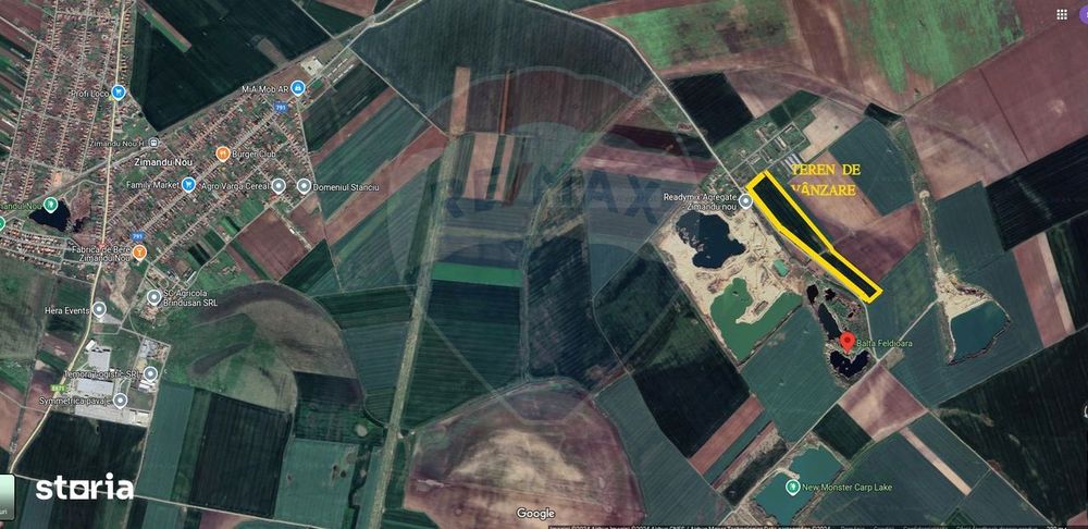 Teren de vânzare 113,931 mp, pretabil balastieră în Zimandu Nou