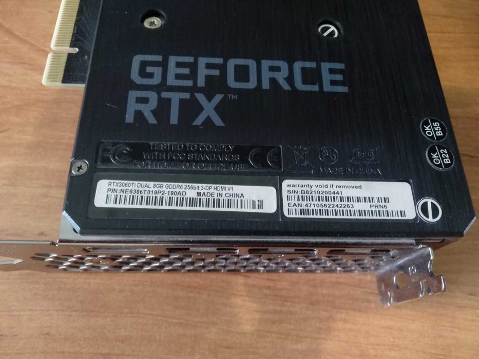 Продам Видеокарту Palit GeForce RTX 3060 Ti Dual 8Gb 256Bit