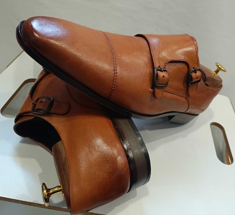 Pantofi double monk 43 43.5 premium Pier One piele naturala moale