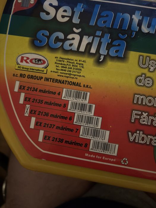 Set lanțuri zăpadă scariță. Nou Nefolosit.