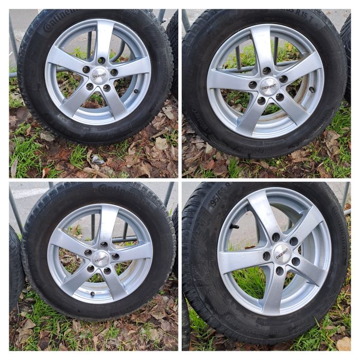 15" 5X114.3mm Джанти със Зимни гуми 195 65 15 Континентал/ 15" 5Х114.3
