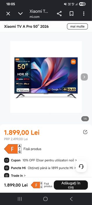 Televizor Xiaomi A Pro 50’’ 2026