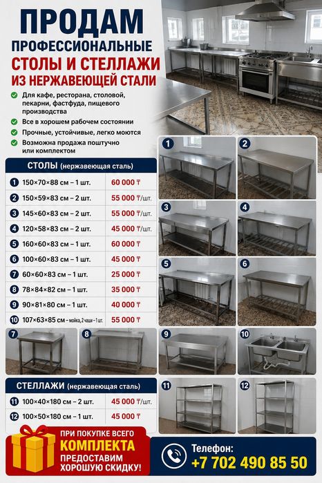 Продам столы из нержавейки б/у