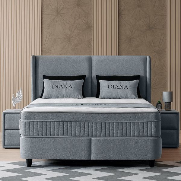 Тапицирана спалня с матрак DIANA 140 x 200 - тъмносив 328