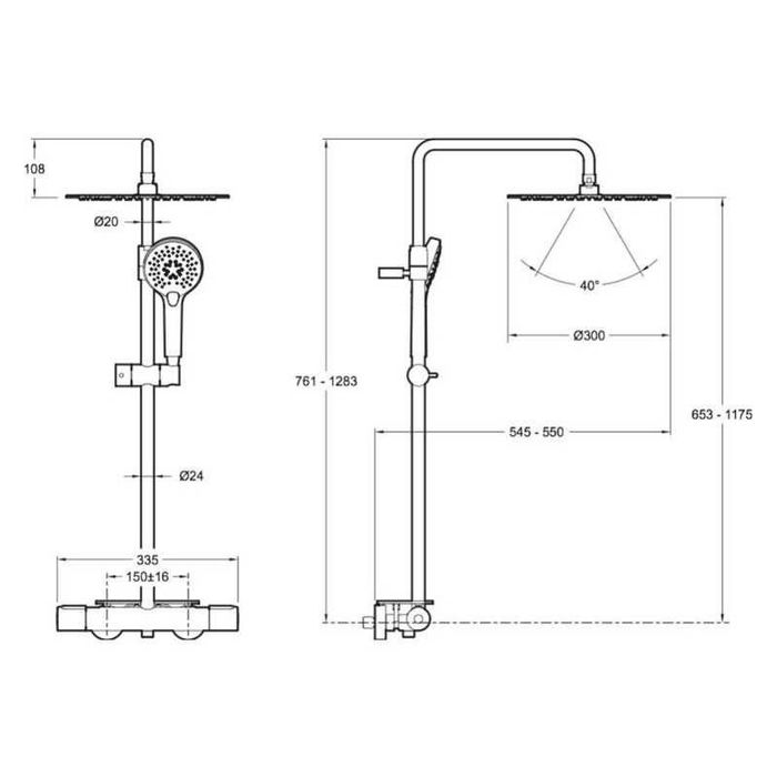 Душ колона с термостат и пита 30 см хром с рафт – Jacob Delafon Metro