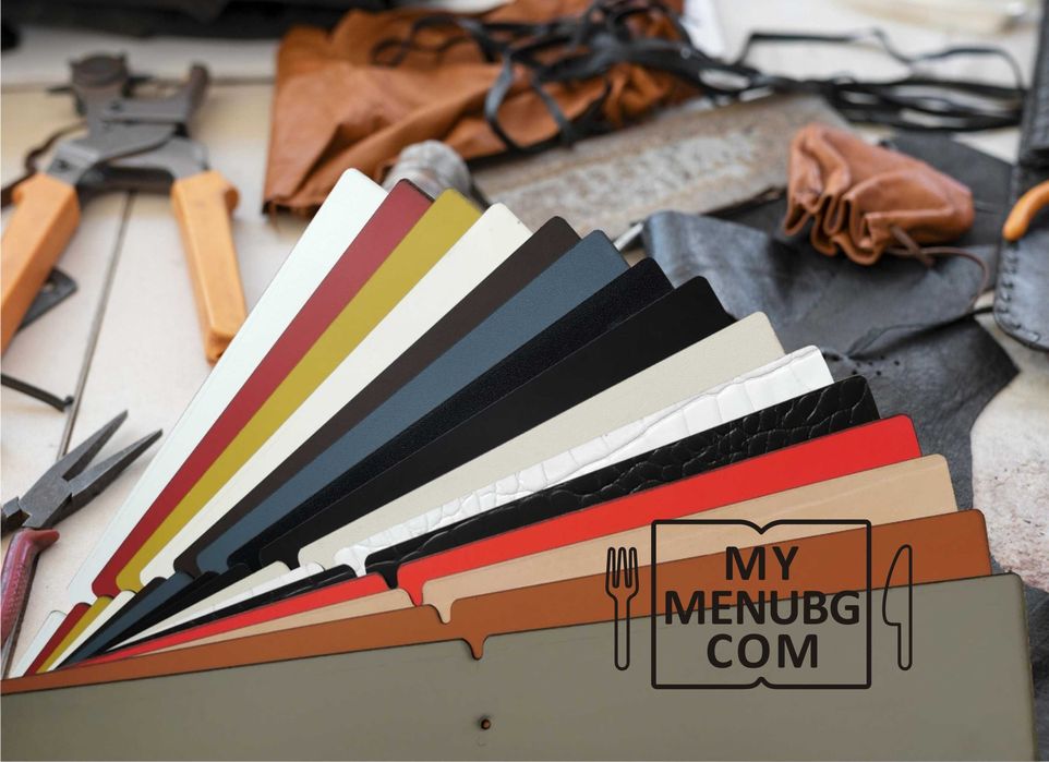 Кожени менюта и папки, Сметници кожа, QR Стойки, QR Меню, Цени в ЕURO