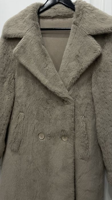 Шуба экомех длинная