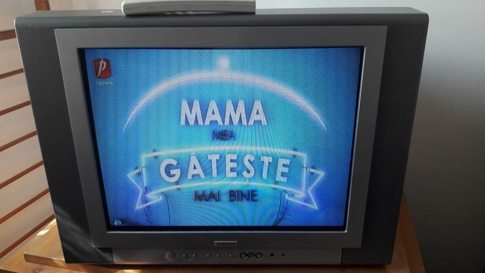 Televizor COLOR Clayton cu tub, are Teletext , diagonala 54 cm .