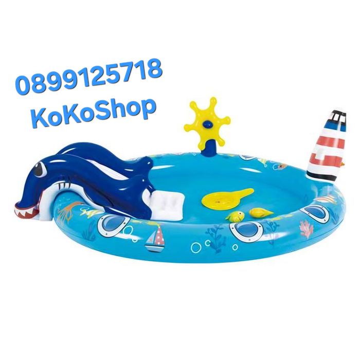 Детски басейн с пързалка и пръскалка - 203 x 152 x 64 см.