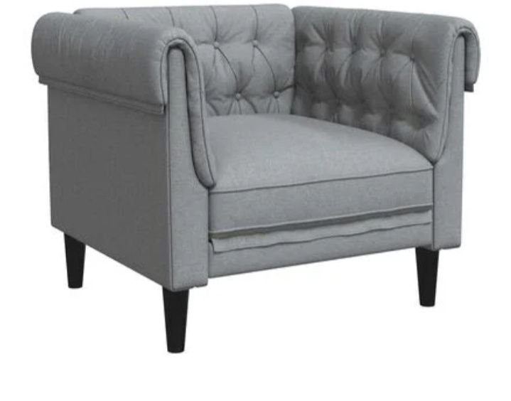 Fotoliu Chesterfield gri deschis