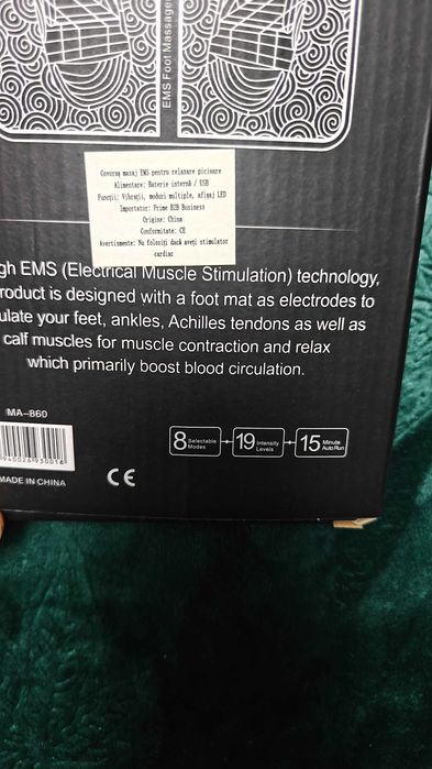 Covoraș de masaj pentru picioare, Masaj electric vibrator, Tehnologie EMS
