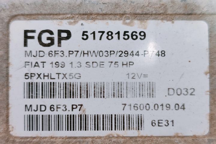 ECU  Calculator Motor 1.3 jtd 51781569 Fiat Panda a 2-a generatie ser