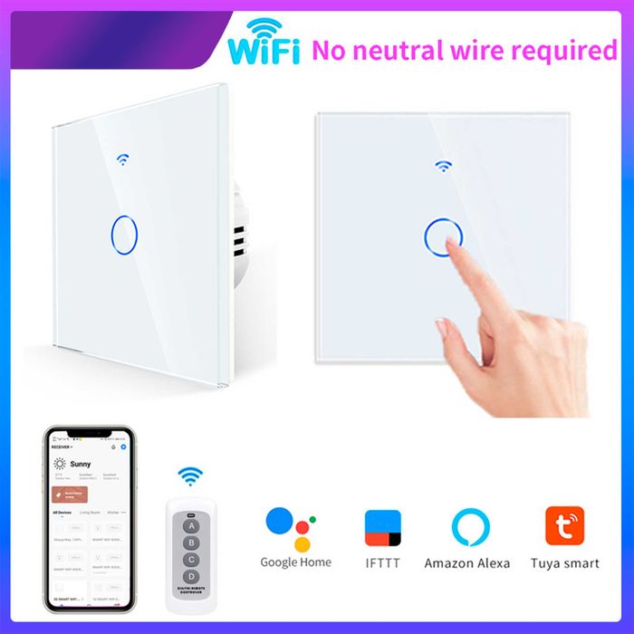 Умный WiFi  Tuya , Smart Life настенный сенсорный выключатель.