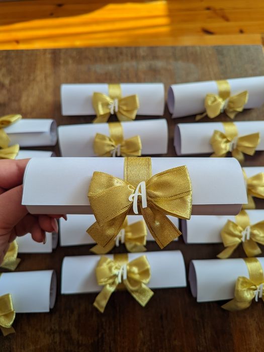 Покана за кръщене, покана с паус, оризова хартия, сухи цветя