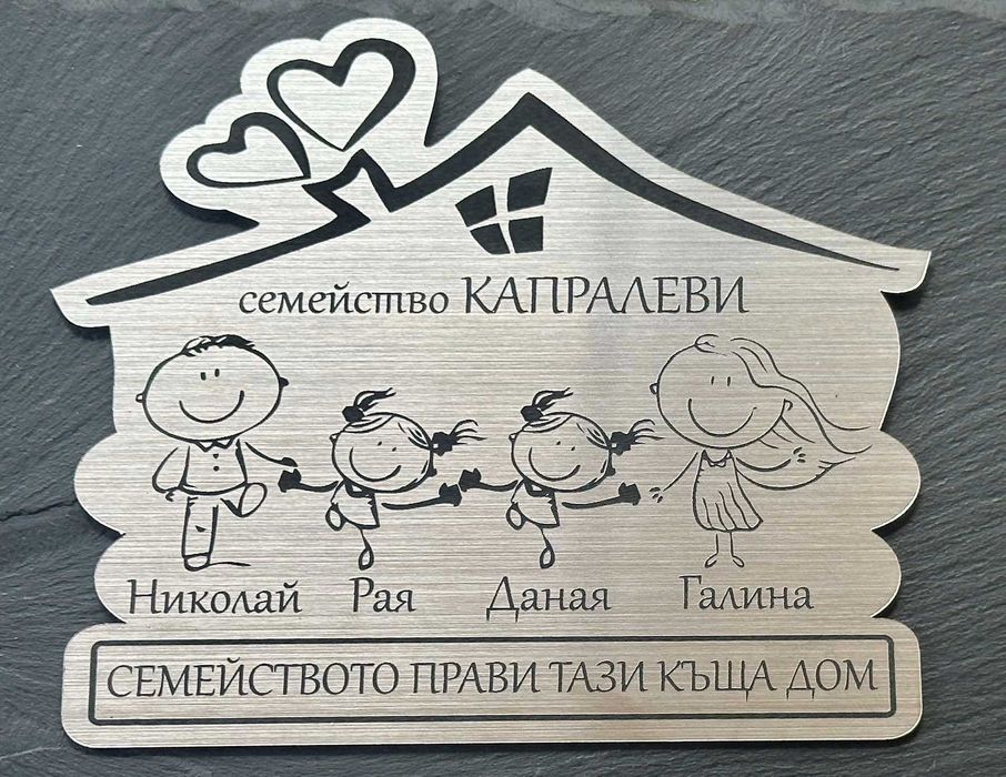 ПЕРСОНАЛИЗИРАНИ ПОДАРЪЦИ! Семейни табели за входна врата!