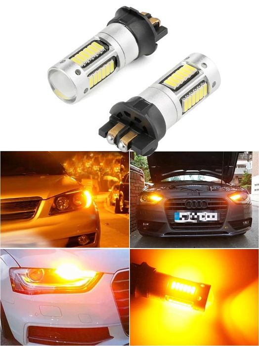Лед крушки 2бр. CANBUS PW24W PWY24W Светлинен мигач без грешка за Audi