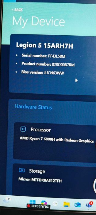 Gaming laptop Lenovo Legion 5 15ARH7H NVIDIA 3060 6GB 32GB RAM, 144Hrz