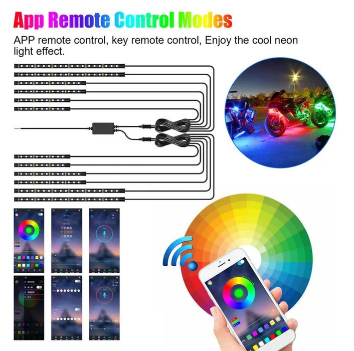 Kit iluminare banda led RGB neon moto ATV ambiental  APP control