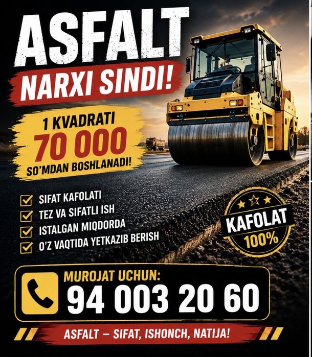 Asfalt qilamiz sifatli va kafolatli