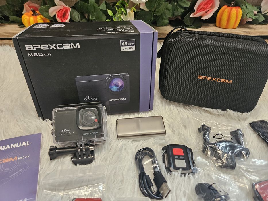 Apexcam M80 Екшън камера с 64GB карта 4K 60FPS 48MP 40M Ultra HD камера Подводна водоустойчива спорт