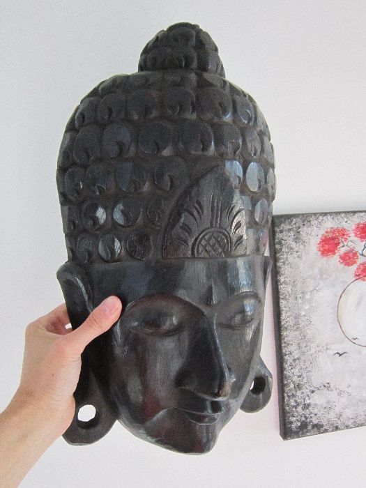 cadou rar feng shui Buddha Young Zen sculptura lemn mare