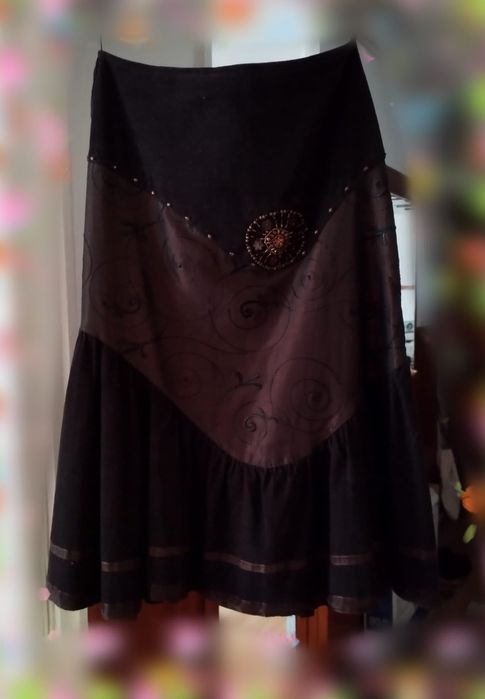 Fustă de catifea și mătase