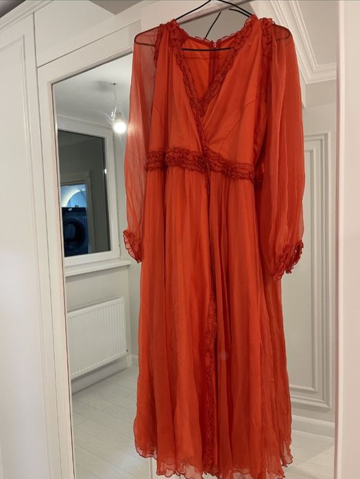 Rochie portocalie din matase