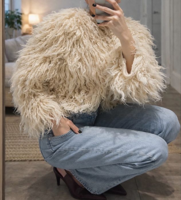 Jacheta de blana Zara tricot virala noua cu eticheta