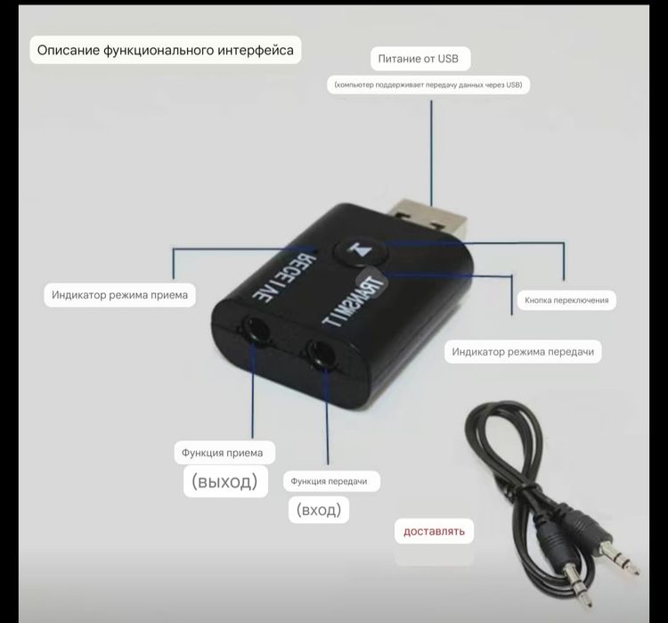 Bluetooth приёмник USB AUX микрофон картридер адаптер TV