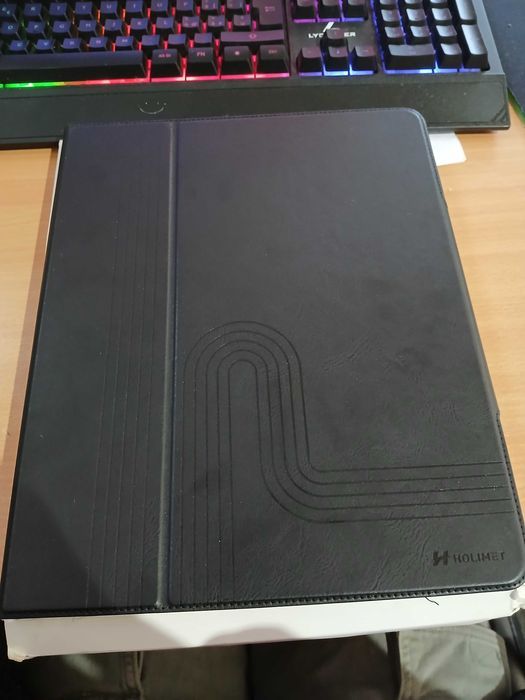 Husă H HOLIMET iPad Pro 12.9", piele vegană, suport stilou, neagră