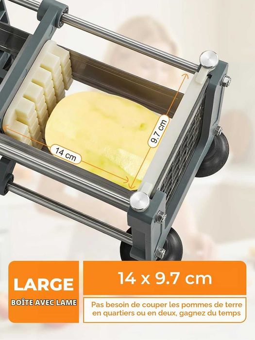 REDUS de la 390 RON, Taietor Profesional de cartofi pai si legume, 3 lame dimensiuni 6 , 9 si 12 mm, constructie solida inox