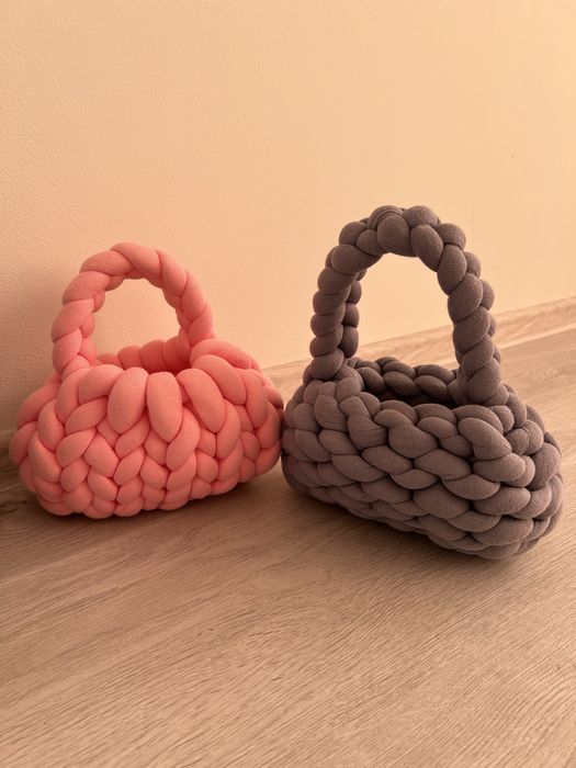 Дамски плетени чанти - розов, сив, черен