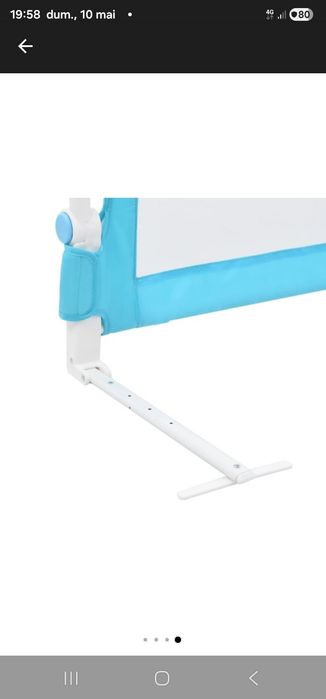 Balustrada protectie pat copii , albastru, 120x42 cm, poliester