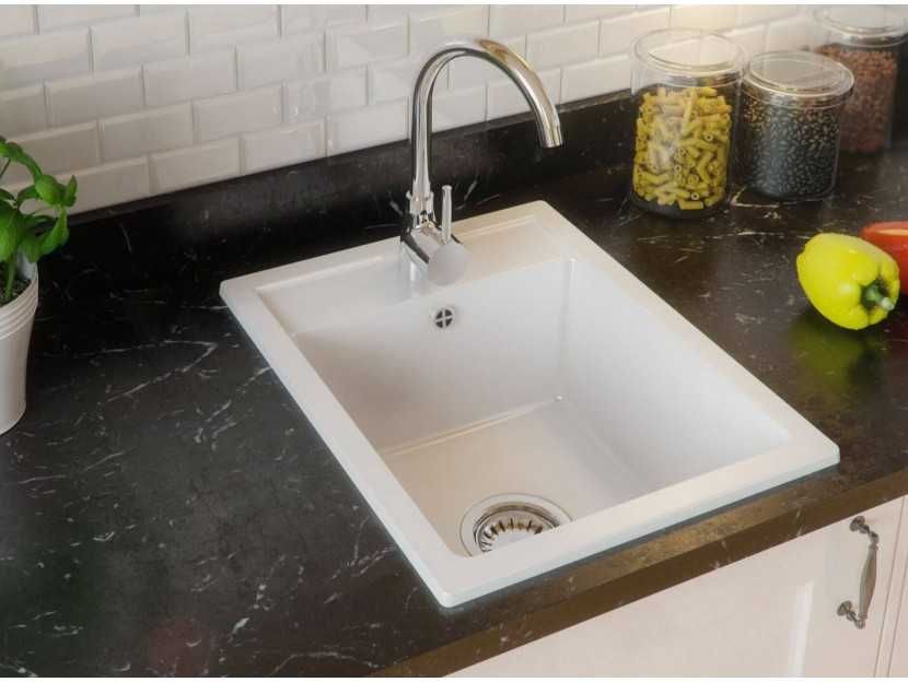Кухненска Мивка гранит РИГА 40 XL 380 x 500 mm - Бяла-29%НОВО
