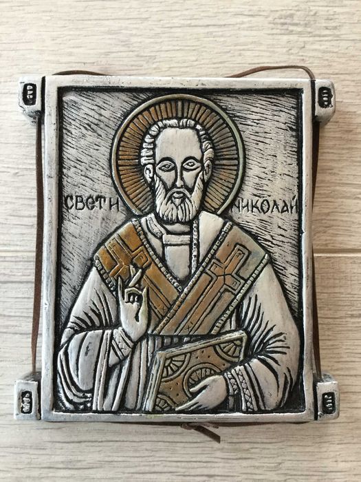 НОВА икона Свети Николай Чудотворец от резин размери 13 х 12 х 1 см