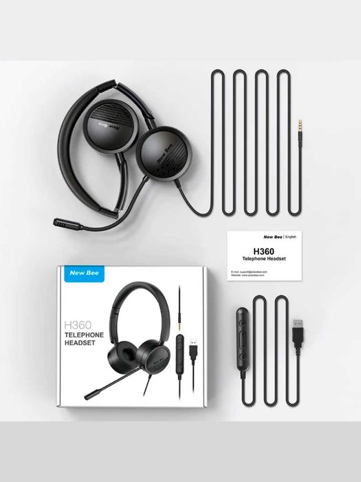 Наушники New Bee H360, для коллцентра, диспетчеров, офис сотрудников,